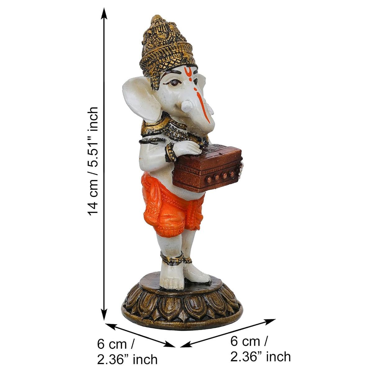 Handcrafted Polyresin Lord Ganesha Idol Playing Harmonium Musical Instrument Statue Decorative Showpiece - Gift for Music Lovers, Devotees On Diwali, Birthday, and Ganesh Chaturthi