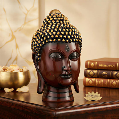 Buddha Idol Statue | Show Pieces for Home Decor Living Room (Maroon Golden)