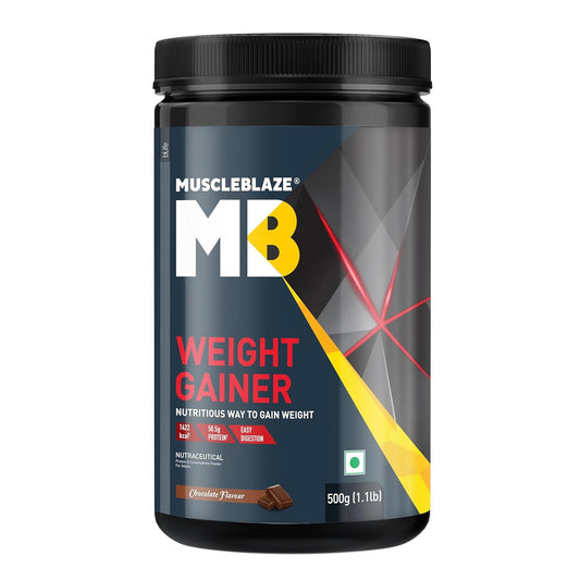 MuscleBlaze Weight Gainer with Added Digezyme (Chocolate, 500g / 1.1lbs, 5 Servings)