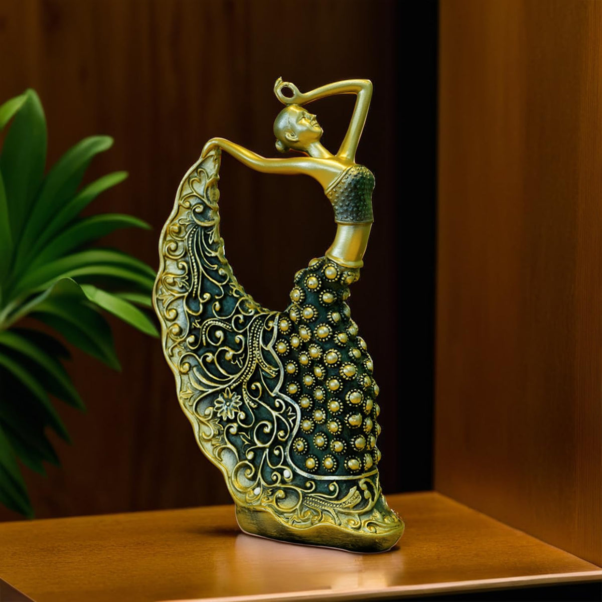 Nostrae Female Peacock Dancer Show Pieces for Home Decor Living Room Decorative Items | Aesthetic Dancing Lady Showpieces Gift Item | Center Table Tv Office Desk Interior Statue Figurines