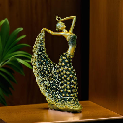Nostrae Female Peacock Dancer Show Pieces for Home Decor Living Room Decorative Items | Aesthetic Dancing Lady Showpieces Gift Item | Center Table Tv Office Desk Interior Statue Figurines