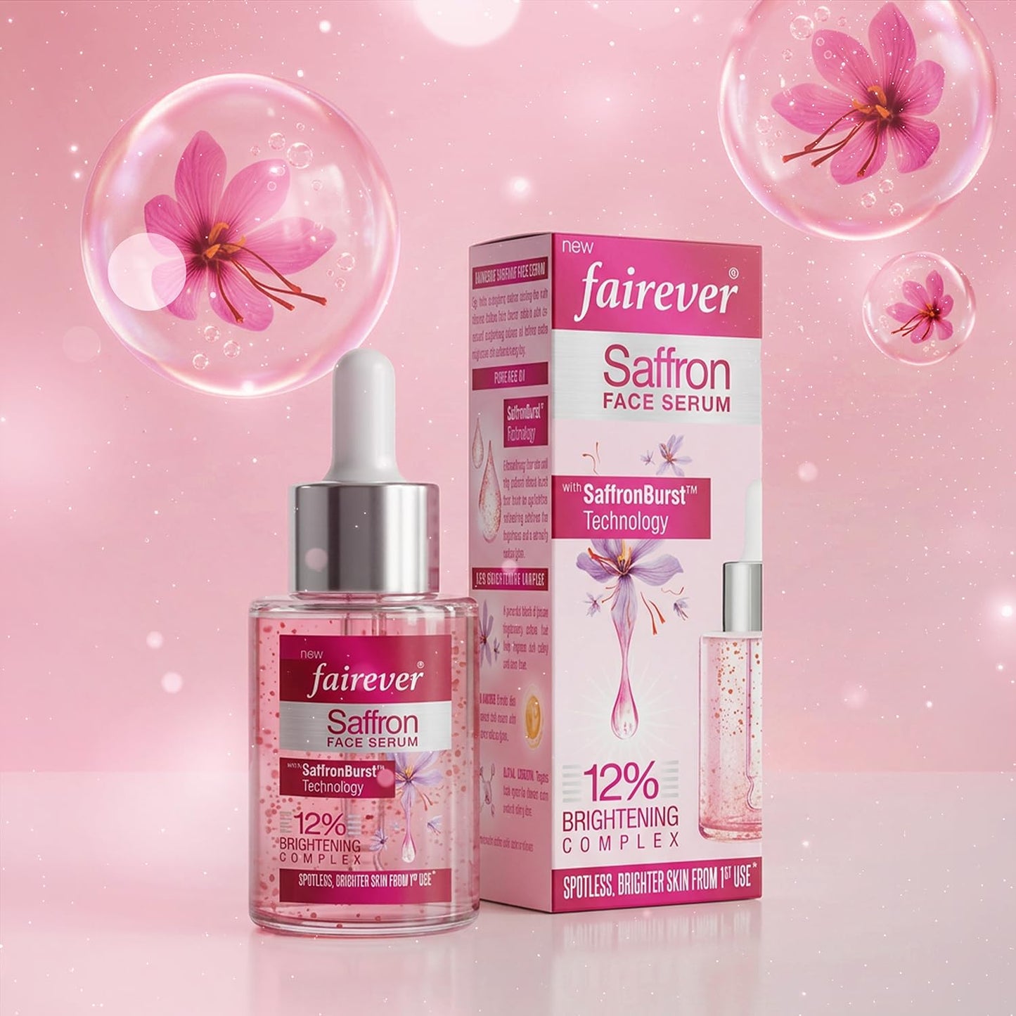 Fairever Saffron Face Serum | 12% Brightening Complex | Niacinamide, Alpha Arbutin & SaffronBurst | Reduces Dark Spots & Pigmentation | For All Skin Types | 30ml