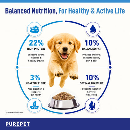 Purepet Puppy Dry Dog Food 1kg | Chicken & Vegetable Flavour | Promotes Health & Vitality | Immune Support | Healthy Digestion | Nutrient Rich