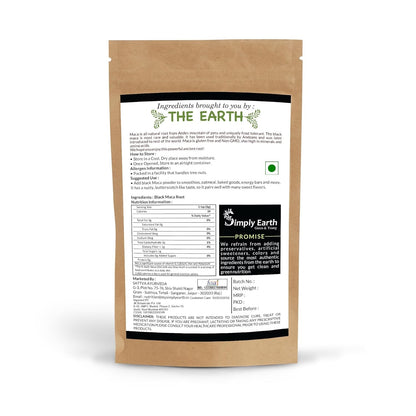 Simply Earth Peruvian Black Maca Root Powder | Boosts Energy and Immunity | Relieves Stress | Great for Men and Woman - (100GM)