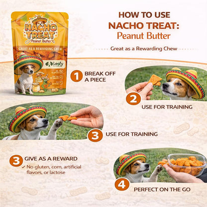 LeafyPaws Nacho Treats Dog Snacks (45g) | Natural Reward Treats for Dogs | 100% Natural Grain Free, Lactose Free, No Added Preservatives (Peanut Butter)