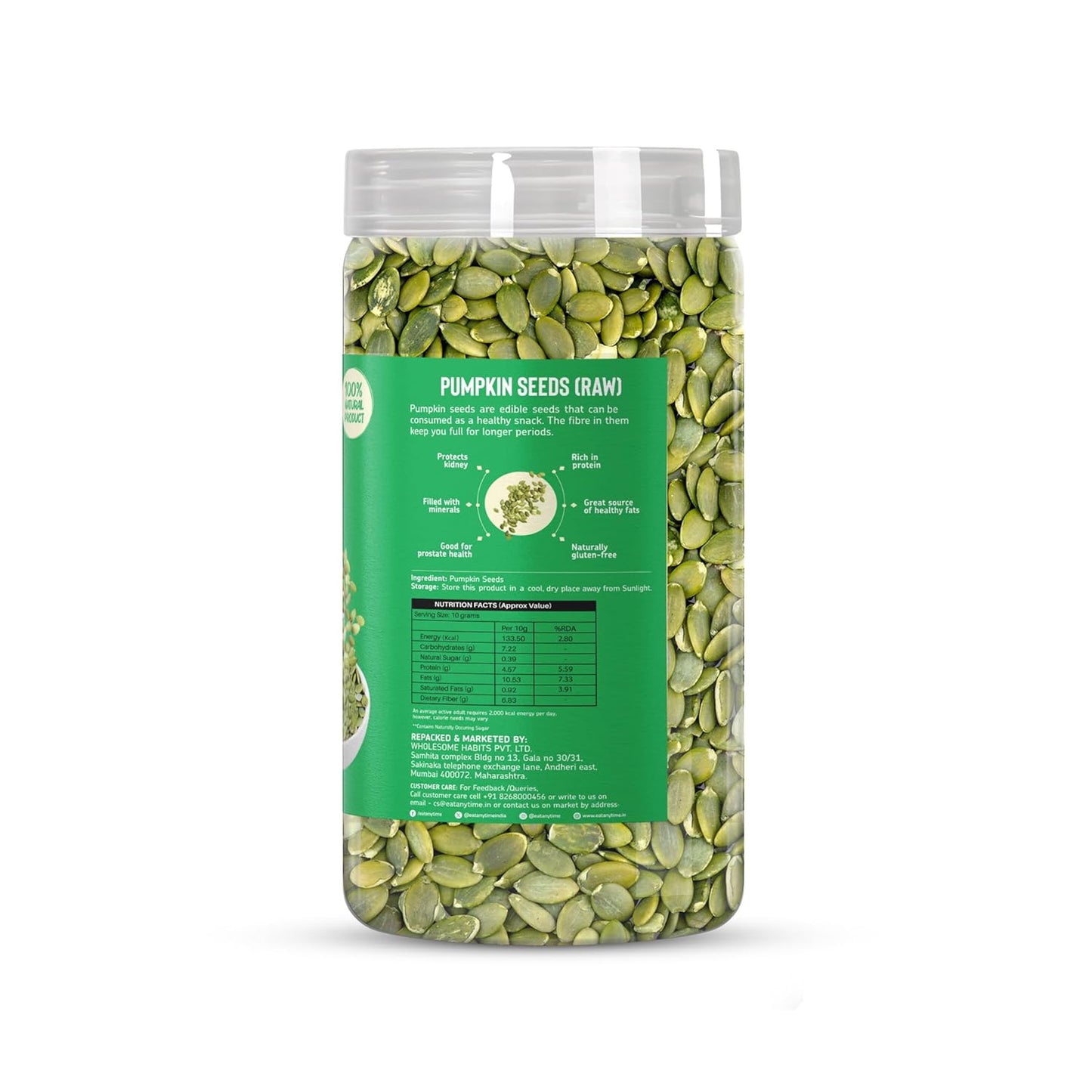 Eat Anytime Pumpkin Seeds 500 g | Source of Magnesium, Fibre & Protein | 100% Natural | Seeds for Weight Management