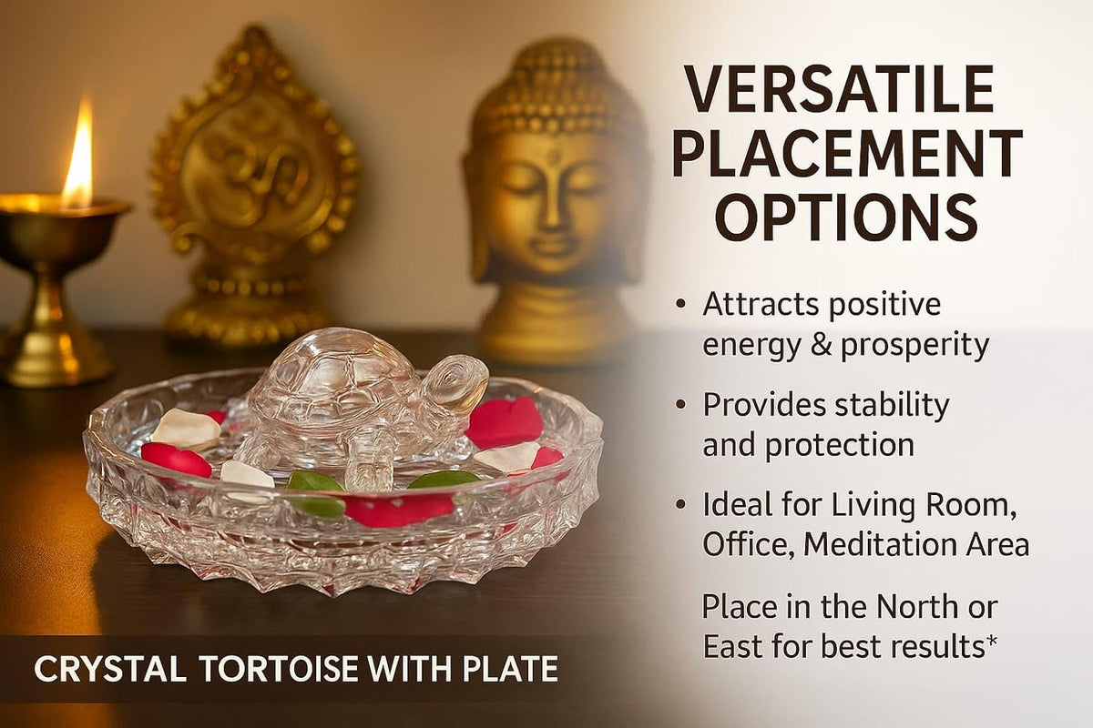 SAUDEEP INDIA Feng Shui Crystal Tortise with Plate for Good Luck with Lumba/Couple Rakhi Set Brother Bhabhi | Turtle for Vastu Home Decor(Couple Rakhi with Gift Hamper)