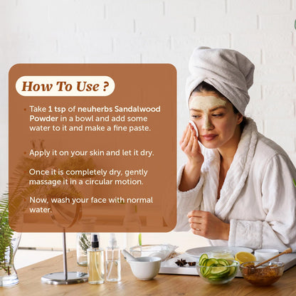 Neuherbs Sandalwood Powder For Face Pack - 100g | Chandan Powder For Glowing & Brighten Skin | Face Mask | 100% Pure & Natural With No Added Preservatives