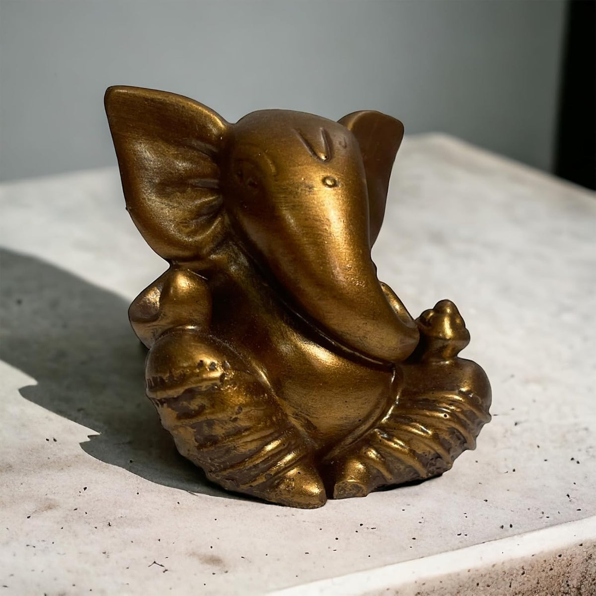 Lord Ganesha Idol for Car Dashboard | Composite Marble Ganesh | Available in White, Golden & Black | Small Sitting Ganpati Murti