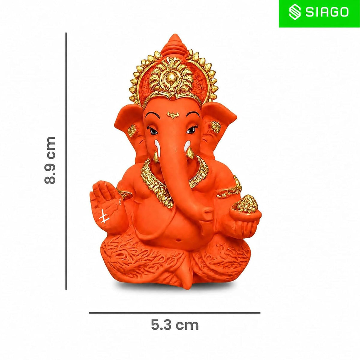Premium Lord Ganesha Idol for Car Dashboard | 3.5 Inch Resin Ganpati Murti | Elegant Home & Office Decor Showpiece Orange SIA487