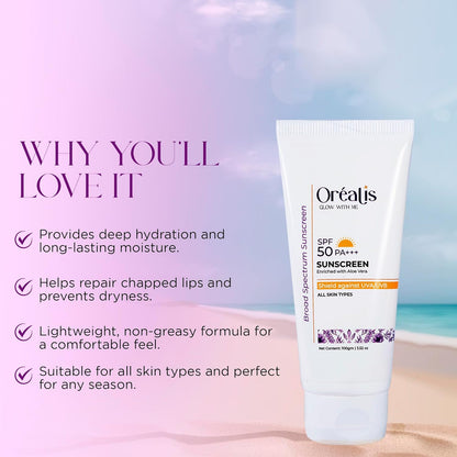 Oréalis Sunscreen Cream 100gm with UVA UVB PA+ Protection | Moisturizer with Aloe Vera | Broad Spectrum Lightweight Non-Greasy Face Sunscreen for All Skin Types Men & Women