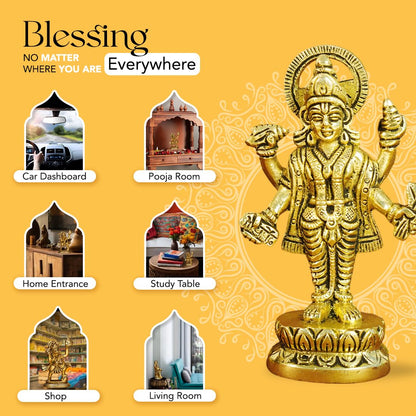100% Pure Brass Dhanvantari Murti | Lord Dhanvantri Idol | Dhanwantari Idols | God of Health, Healing, and Ayurvedic Medicine | Incarnation of Lord Vishnu | Worshipped On Dhanteras Specially