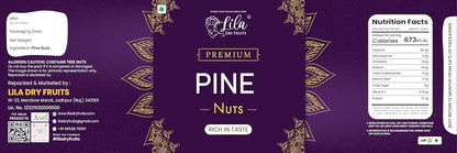 LILA DRY FRUITS Pine Nuts without Shell 50 gms | Exotic Chilgoza Pine Nut Naturally Fresh, Crunchy & Aromatic | Big Size Neza Nuts Ideal for Cooking, Snacking Perfect for Gifting