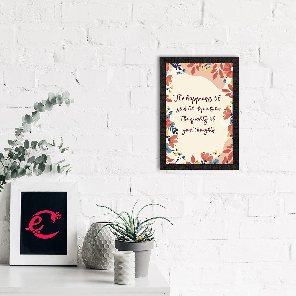 "The Happiness Of Your Life Depends On The Quality Of Your Thoughts Motivational Quote Painting Digital Printed Wall Art For Living Room, Study Room, Home, Office Decor