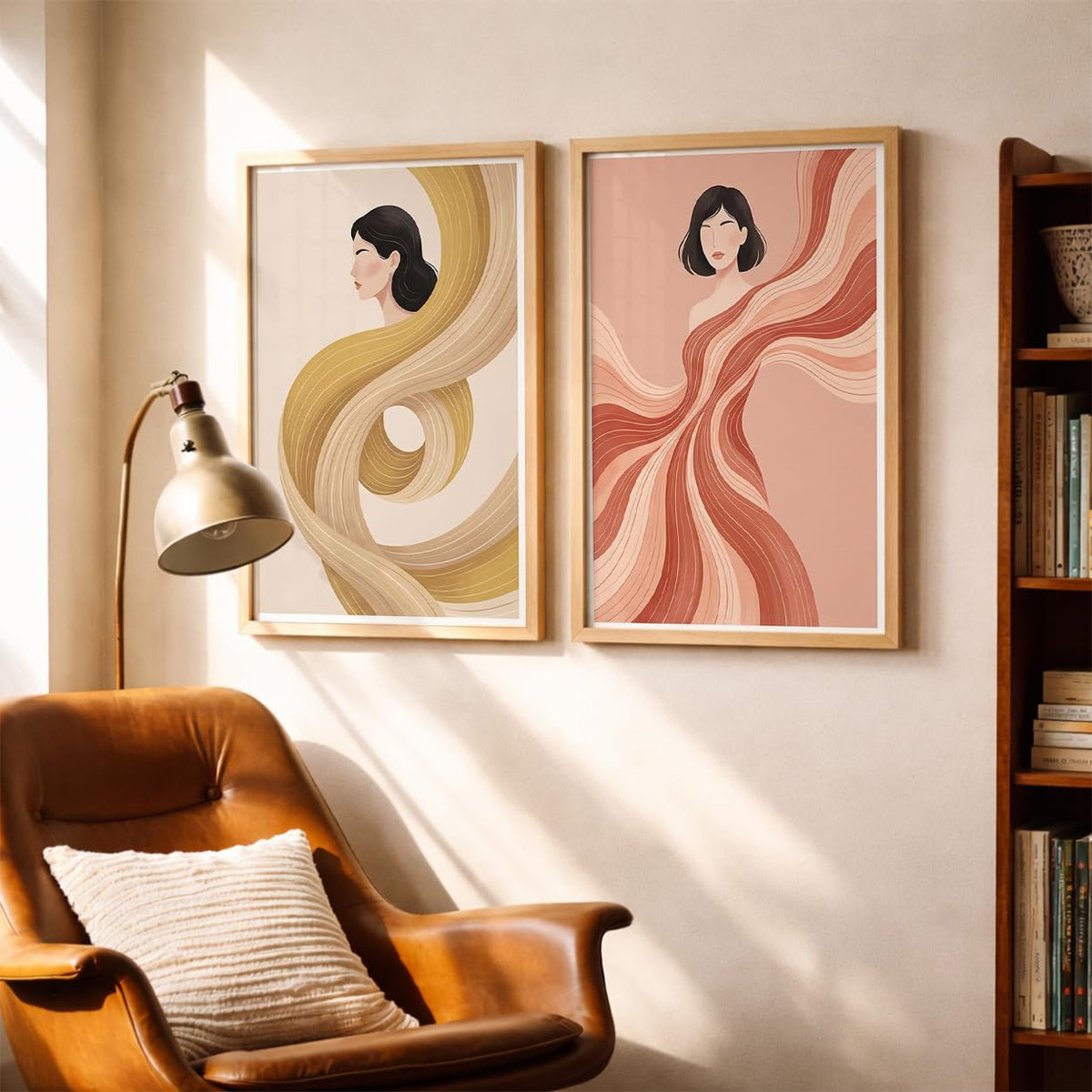 Modern Art Wall Painting Set of 2 for Living Room | Premium HD Printed Wall Frames for Bedroom, Office & Home Decor | Minimalist Contemporary Wall Art (Ready to Hang) (M.7, 13x19 inches)