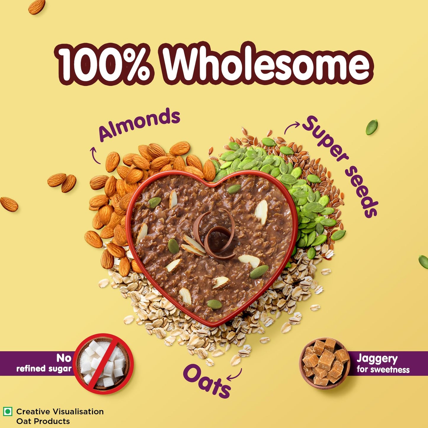 Saffola 25g High Protein Oats | 14g High Fibre | Chocolate flavour | No Refined Sugar | With Almonds, Raisin, Pumpkin and Chia Seeds | Rolled Oats for Weight management & Muscle gain