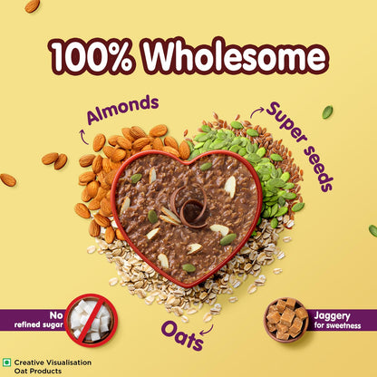 Saffola 25g High Protein Oats | 14g High Fibre | Chocolate flavour | No Refined Sugar | With Almonds, Raisin, Pumpkin and Chia Seeds | Rolled Oats for Weight management & Muscle gain