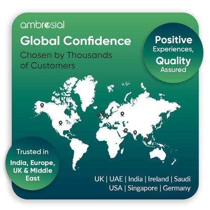 World map with global confidence branding and locations listed on a green background
