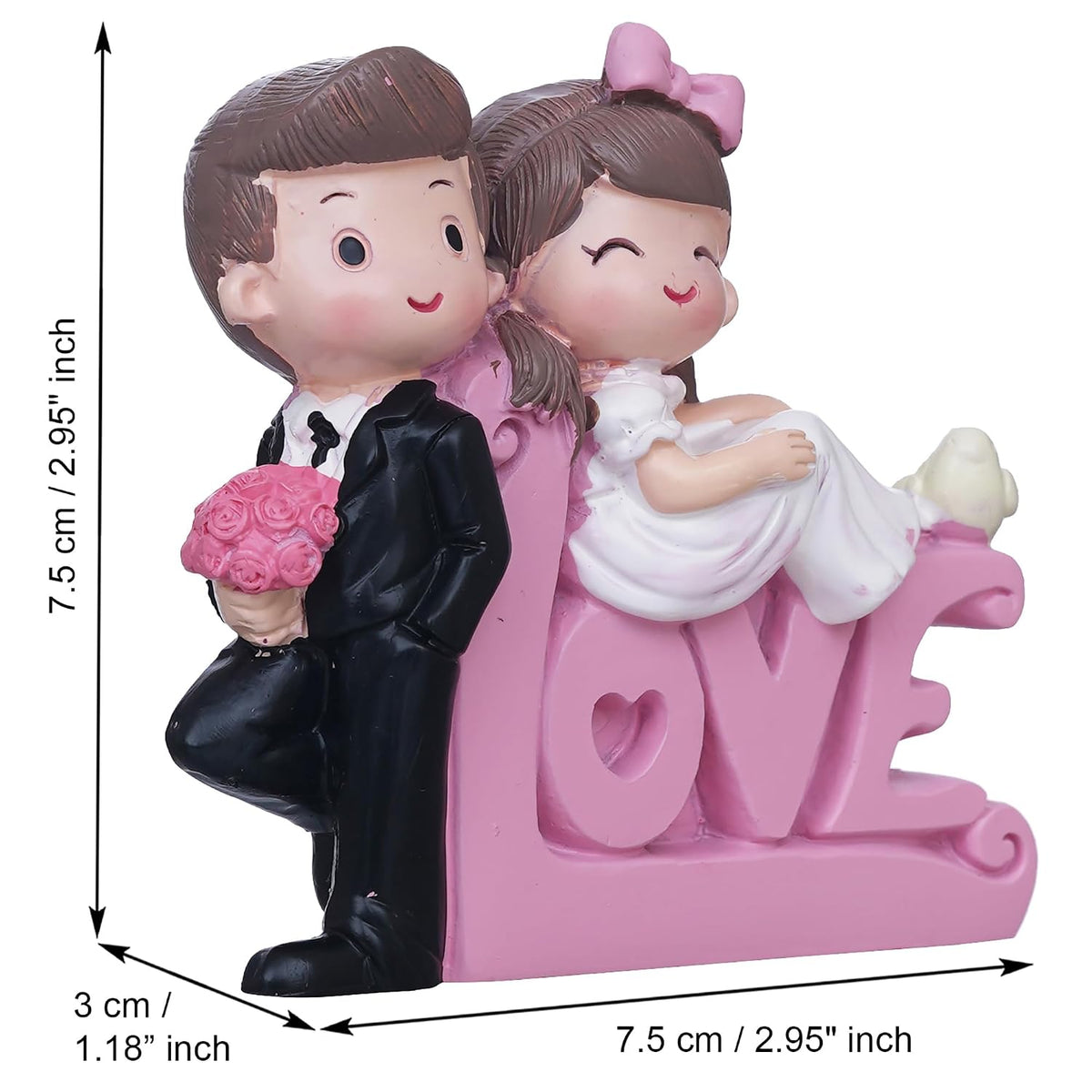 eCraftIndia Valentine Gift for Girlfriend Boyfriend | Love Cute Couple Statue Decorative Showpiece (Resin) Valentine Day Gift for Husband Wife Her Him Valentines Day Decoration Items