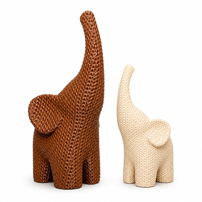 Nordic Knitted Elephant Figurine Set of 2 | Home Decor Showpiece