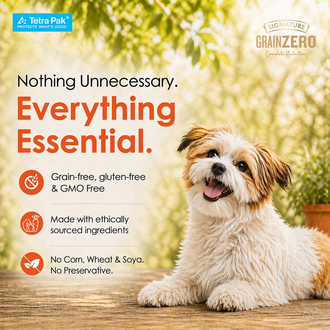 Grain Zero Dog Fresh Food Tetra Pak Real Chicken, Egg & Pumpkin, for Adult & Puppy, 350g | Supports Joint & Health | Immune System | Anti Inflammatory Properties | Ready to Serve | One Pack One Meal