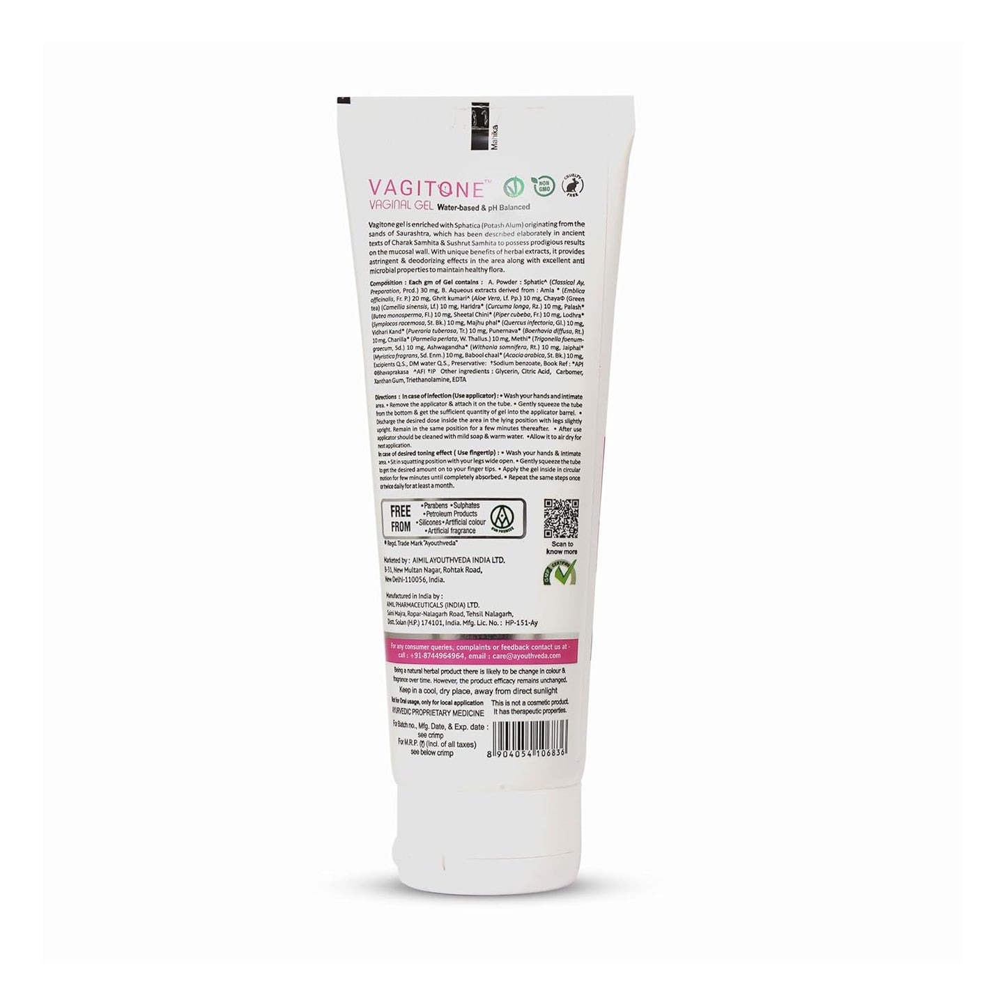 Ayouthveda Vagitone Vaginal Gel for Women | Dual-Action Anti-Infective & Toning Gel | Controls Infections Secretions | Estrogen-Free, Gynaecologically Tested | With Sphatika, Amla & Maju Phal | 50ml (Pack of 1)