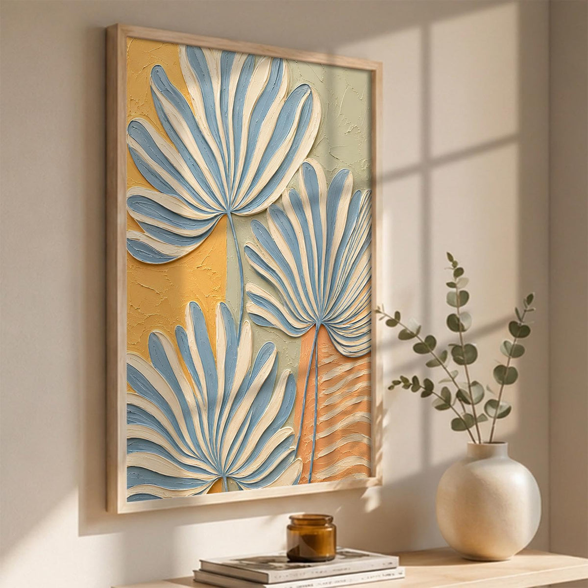 Decorative Floral Wall Art Painting With Frame | Floral Painting For Living Room Bed Room Hotel Wall Decor Digital Reprint (14X20 inch)