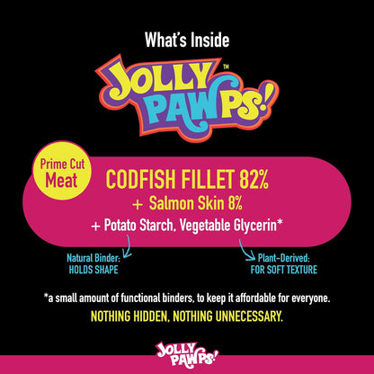 Jolly Pawps Codfish + Salmon Sushi Dog Treat – 90% Prime Cut Meat, Lab Tested, Grain Free, 0% Salt or Sugar, Fish Dog Treats for Adult Dogs & Puppies 80g