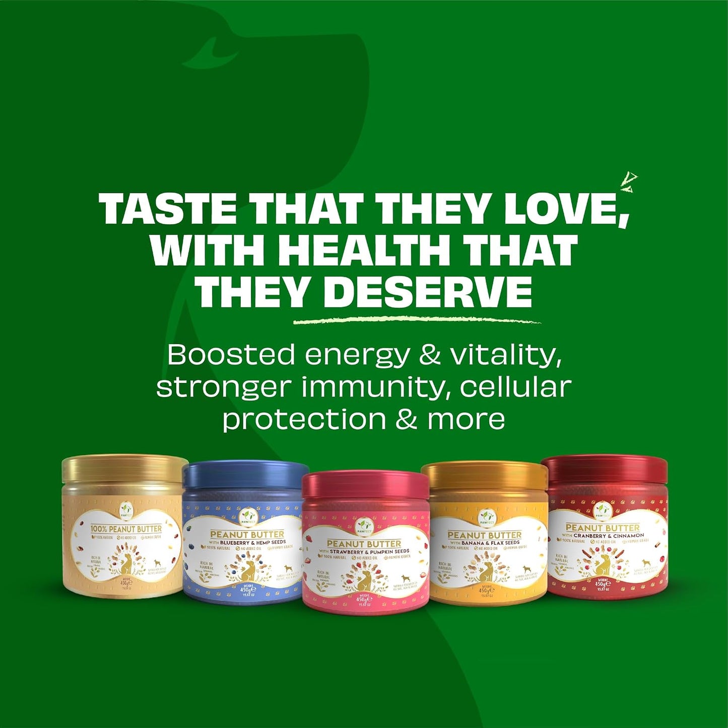 Pawfect Peanut Butter with Strawberry & Pumpkin Seeds for Dogs & Puppies - 100% Natural Lickable Treat- No Added Sugar, Salt, Palm Oil - No Sweeteners, No Xylitol - Healthy Dog Treat (450g/15.87oz)