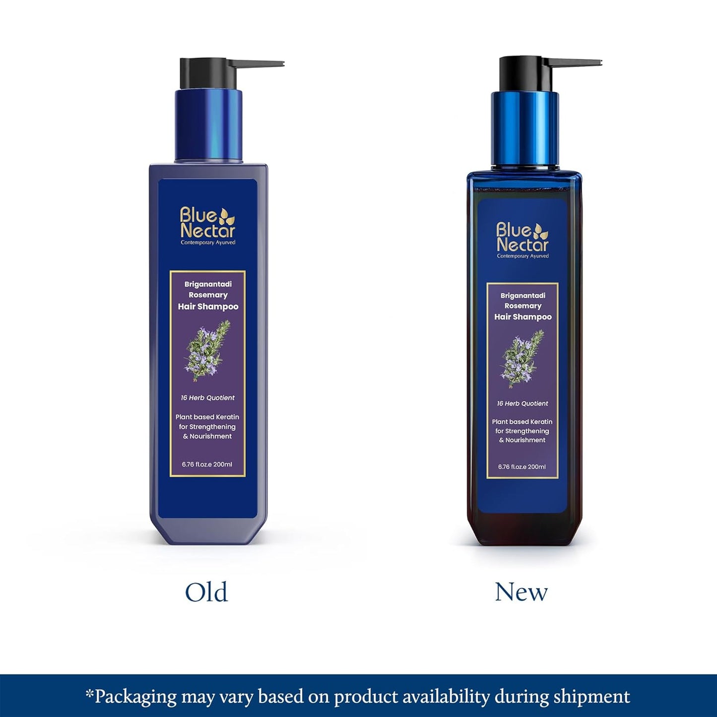 Blue Nectar Keratin Rosemary Shampoo for Hair Growth | Natural Hair Shampoo for Curly, Frizzy & Dry Hair | Paraben & Sulphate Free Shampoo for Men & Women (16 Herbs, 200ml)