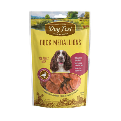BarkButler x Dogfest Duck Medallion Treats for Dogs| Meat-First | Human Grade | Natural Ingredients | 0% Artificial Colours & Preservatives |Dog Treats for Adult Dog | 90g