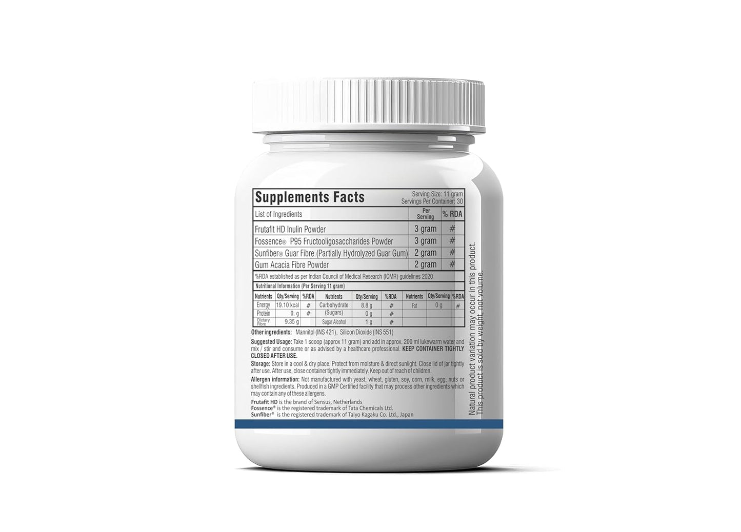 Supplement container with label on a white background