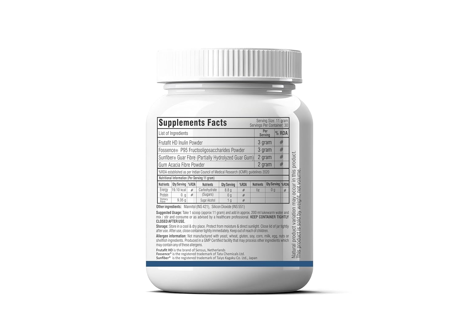 Supplement container with label on a white background
