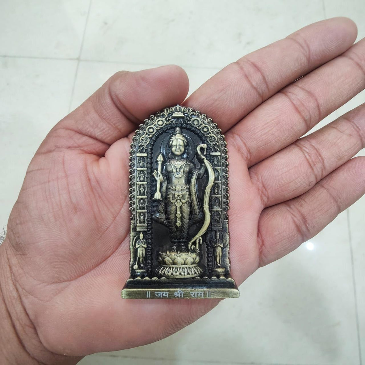 Lord Ram Zinc Idol | Ram Darbar Murti for Car Dashboard & Home Temple | Shri Ram Statue for Pooja Room & Gift Purpose (2.7 Inch, Antique Finish)
