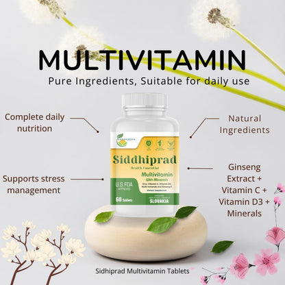 SIDDHIPRAD Complete Nutrition Multivitamin 120 Tablets for Adults_(MOQ-2)| Daily Health Supplement with Vitamins & Minerals, Supports Immunity Booster, Energy, Stamina and Overall Wellness for Men and Women