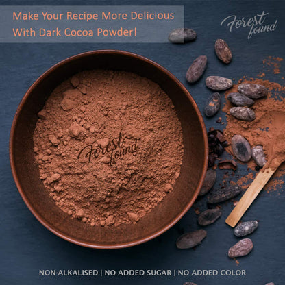 Forest Found 100% Pure Dark Cocoa Powder| Unsweetened Natural Dutch Process Cacao for Baking, Chocolate Making, Cakes & Smoothies | Rich Aroma, Keto Friendly & Vegan Cocoa Powder
