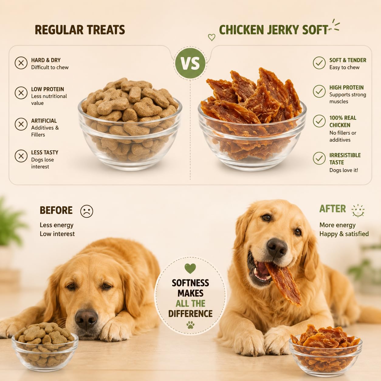PAWPOURRI Natural Chicken Jerky Soft Dog Treats for All Breeds & Sizes | Daily Use Dog Treats | High Protein Chewy Training & Reward Snacks (Chicken Jerky Soft, Pack of 1) 100gm