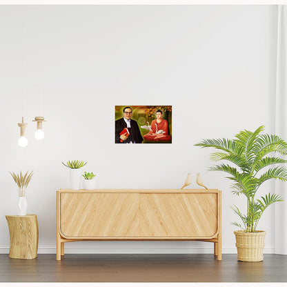 Buddha Ambedkar Paintings for Living room, Buddha Ambedkar Poster Big Size with Sparkle Coated Lamination - 40 (Self Adhesive) 18x24 Inch