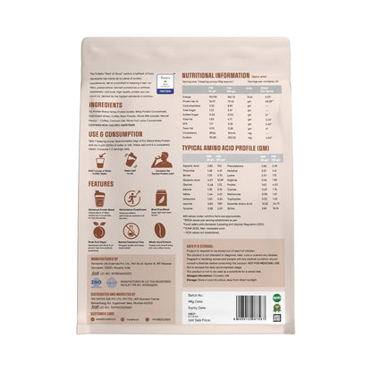 Trunativ Pro Blend Whey Protein Powder Isolate & Concentrate | 100% Light & Clean Protein Powder | 26g Protein | 6g BCAA | 12.52g EAA | No added sugar | Coffee Mocha 2lbs (907g)