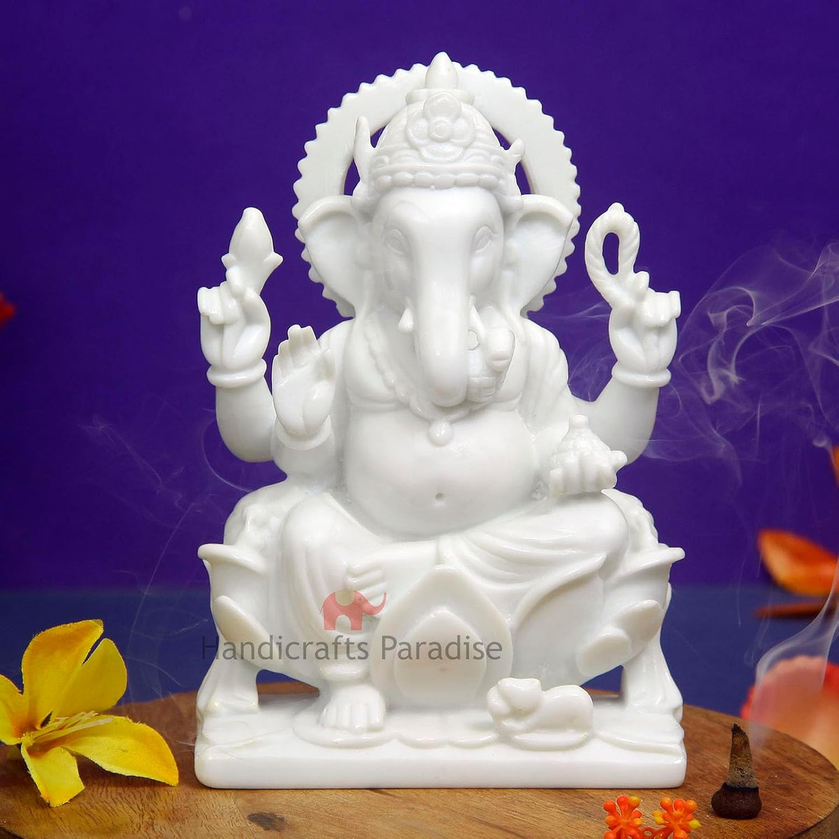 Paradise Sitting Ganesha for Puja Goodluck Blessings and Home Décor Showpiece - 6.25 inch