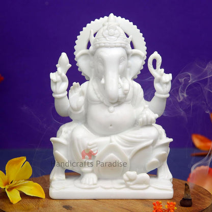 Paradise Sitting Ganesha for Puja Goodluck Blessings and Home Décor Showpiece - 6.25 inch