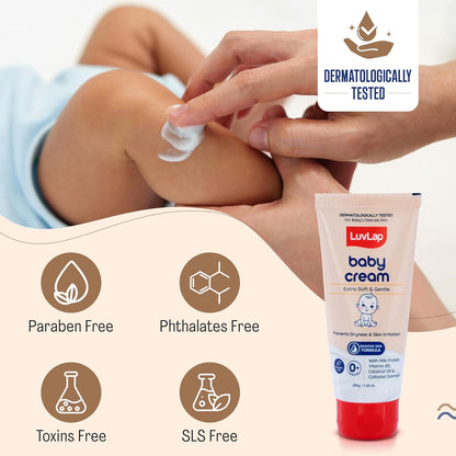 LuvLap Baby Cream -200g, Face & Body Moisturizing Cream with Shea Butter & Colloidal Oatmeal, Protection for Dry, Itchy, Sensitive Skin for Face & Body, 24-Hour Moisturization, Dermatologically Tested