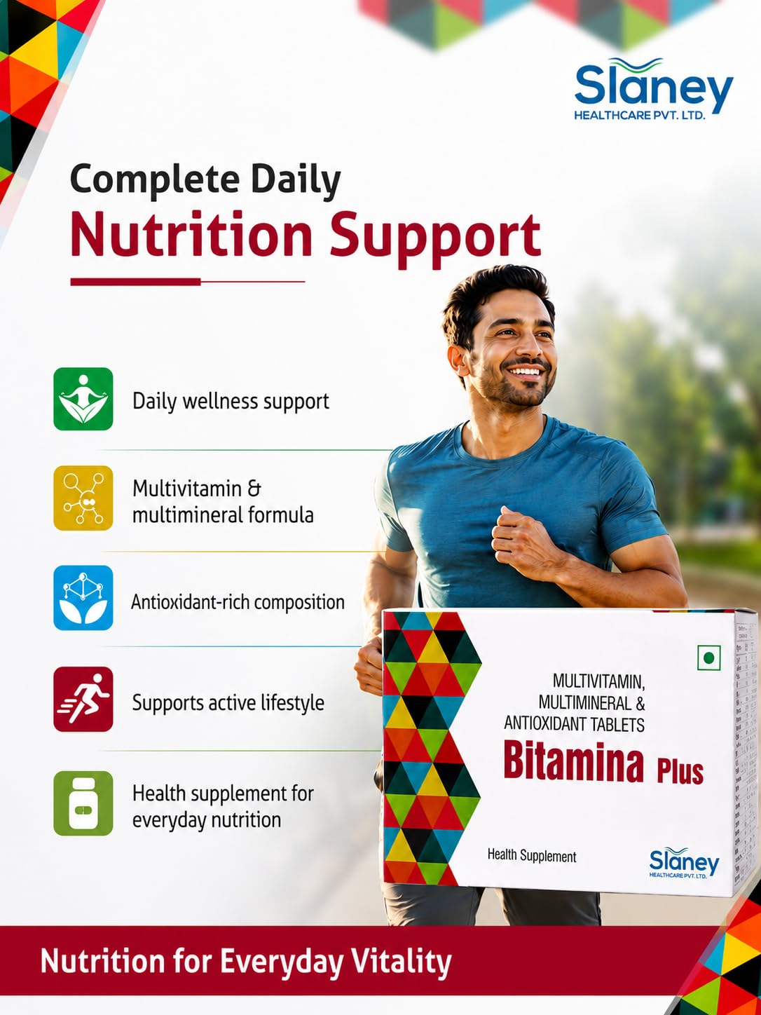 Slaney Bitamina Plus | Multivitamin Multimineral & Antioxidant Tablets | Daily Health Supplement for Immunity, Energy & Overall Wellness | 10 Tablets | Slaney