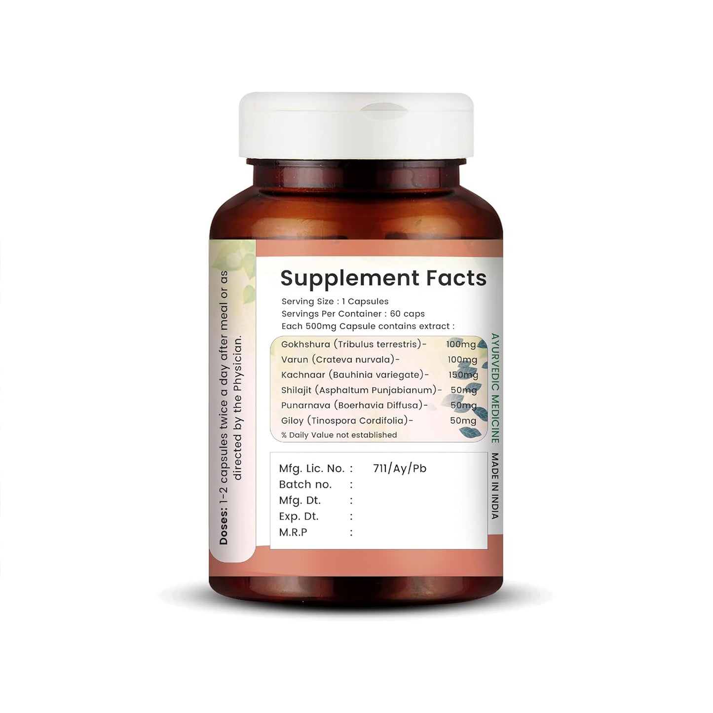 Prostate Support Capsules | Promotes Prostate & Urinary Health | Supports Male Vitality & Hormonal Balance | With Saw Palmetto, Gokshura & Shatavari | 60 Veg Capsules