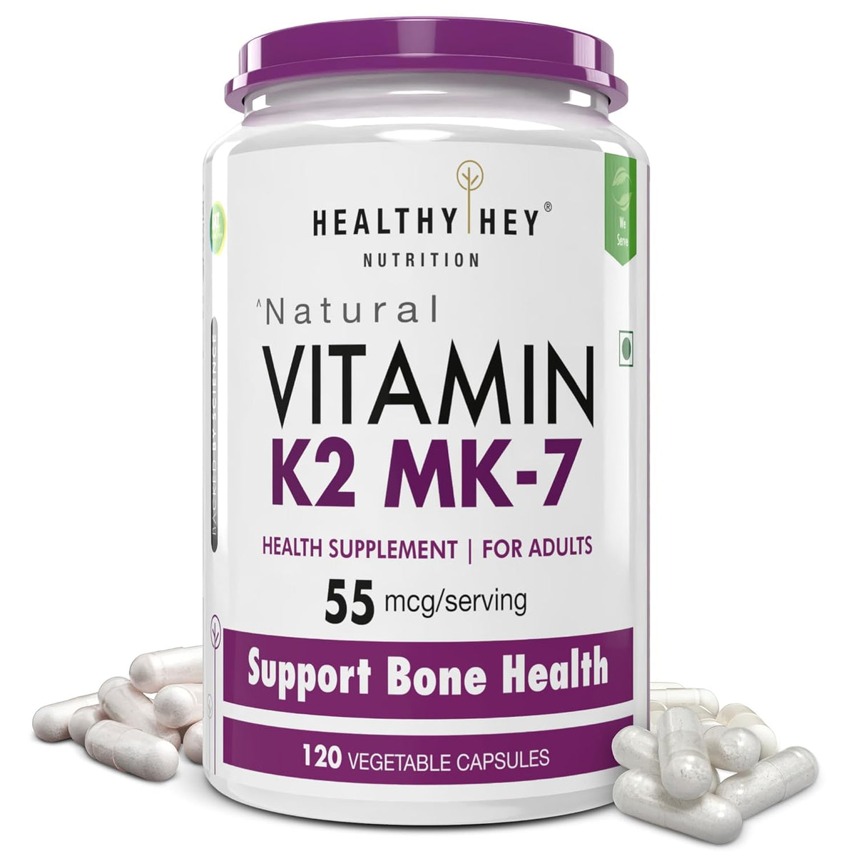 Vitamin K2 MK-7 supplement container with white background