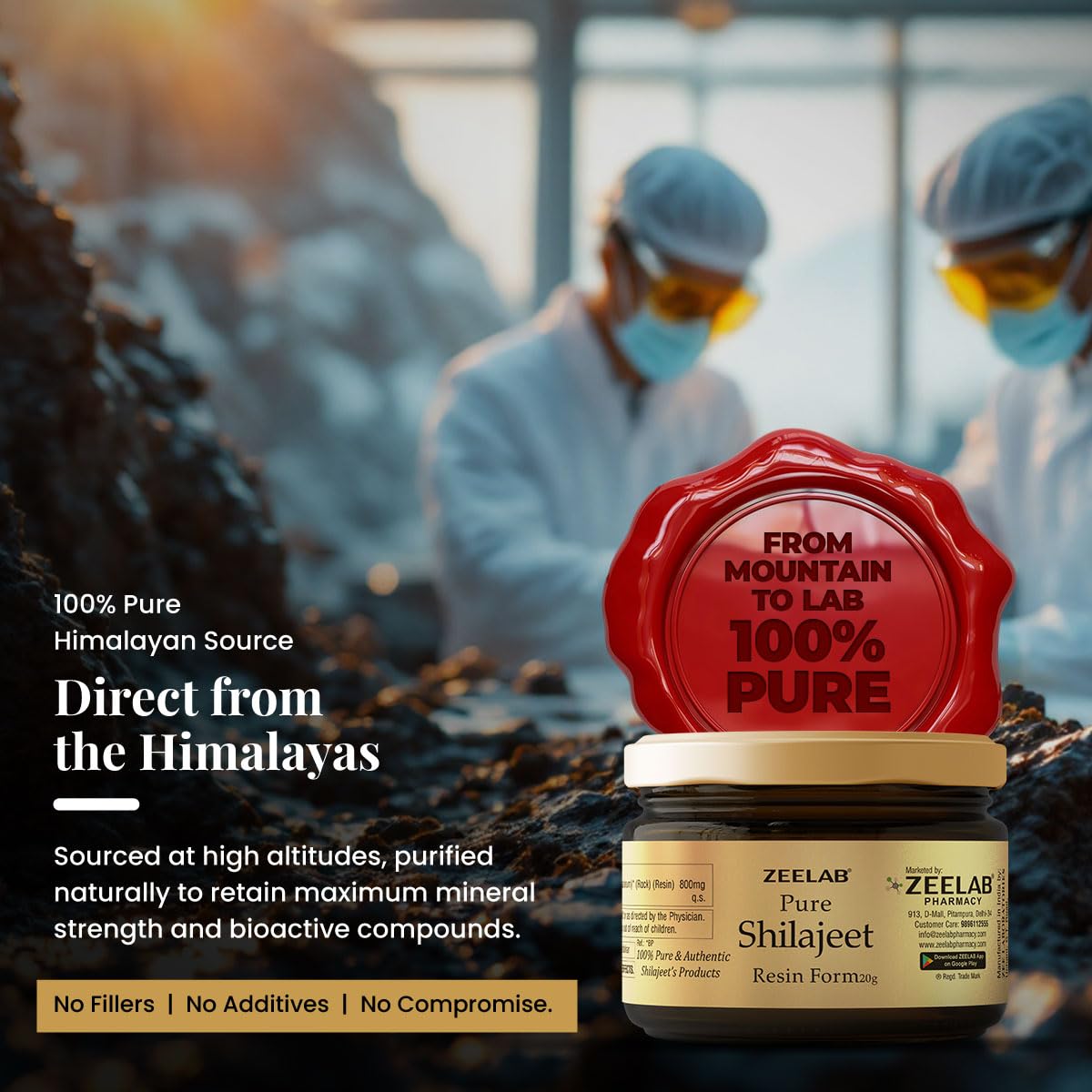 Zeelab Shilajit Pure Resin 20gm | 100% Pure Himalayan Shudh Shilajeet | Natural Source of Fulvic Acid & Minerals | Supports Energy, Stamina, Strength & Vitality– 20gm
