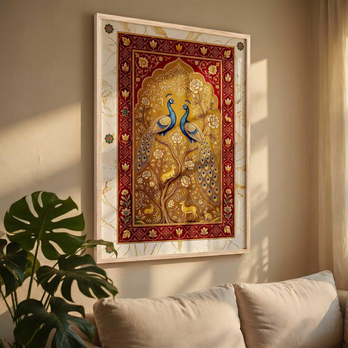 Living Room Bed Room Hotel Wall Decor | Indian Traditional Madhubani Art Wall Painting Home Decoration With Frame | Digital Reprint | Engineered Wood (14X20 inch)