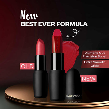 FACES CANADA Weightless Matte Lipstick - Royal Maroon 16 (Maroon), 4.5g | Highly Pigmented Lip Color | Smooth One Stroke Glide | Moisturizes & Hydrates Lips | Vitamin E, Jojoba & Almond Oil Enriched