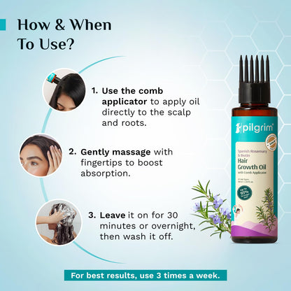 Pilgrim Spanish Rosemary & Biotin HairGrowth Oil to Control Hair Fall & Strengthens Hair 100ml | Rosemary essential oil for hairgrowth | Reduces Hairfall | Strengthens Hair I For Women and Men