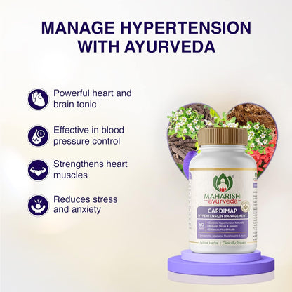 Zephivo Maharishi Ayurveda Cardimap | Helps Normalises Blood Pressure Naturally | Unique Formulation | Synergy of 5 Herbs | 30 days Pack (60 Tablets)
